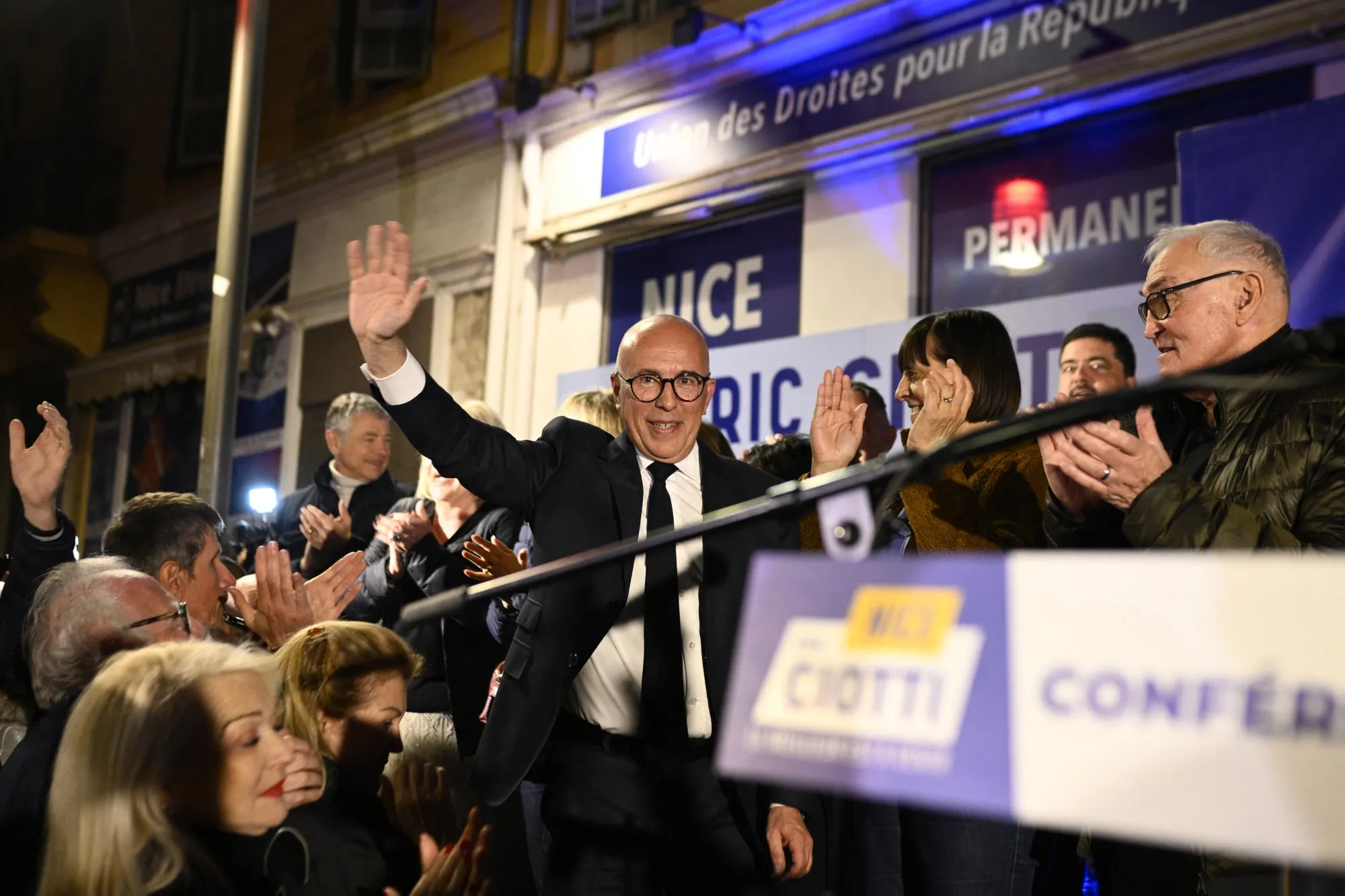 Eric Ciotti following the results of the first round of the 2026 municipal elections in Nice, on March 15.