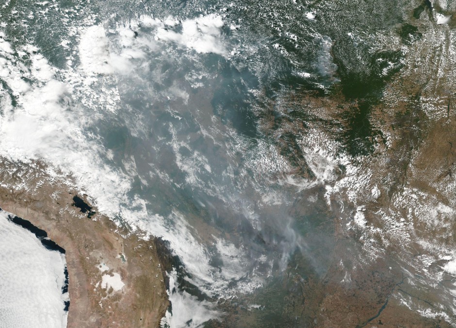 Smoke from the fires hangs over Brazil.