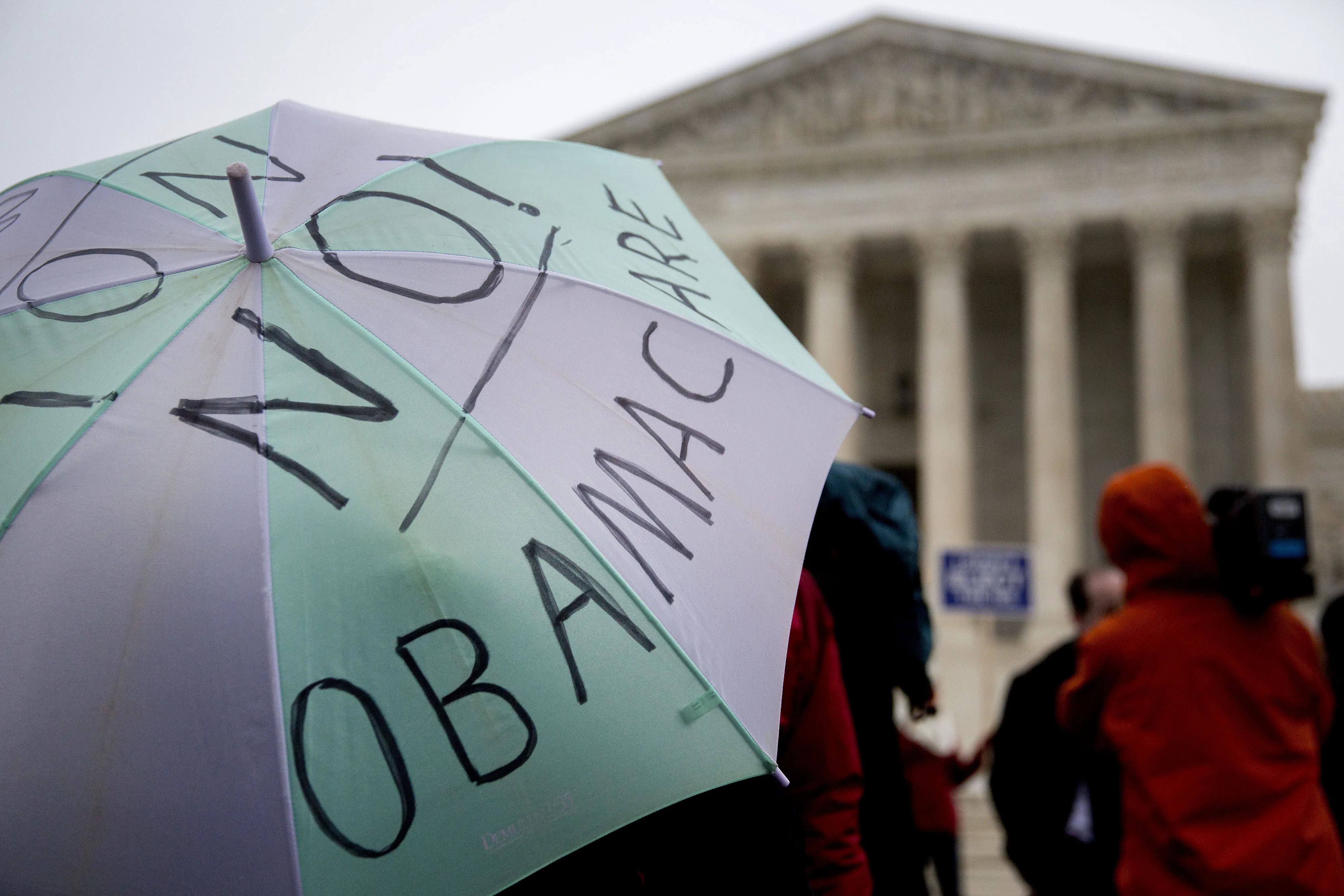 Demonstrators opposed to Obamacare at the Supreme Court on March 4

