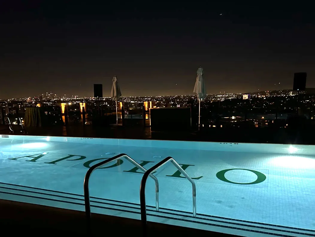 The pool at the Apollo cocktail event at the Waldorf Astoria in Beverly Hills during the Milken Institute 2024 Global Conference.