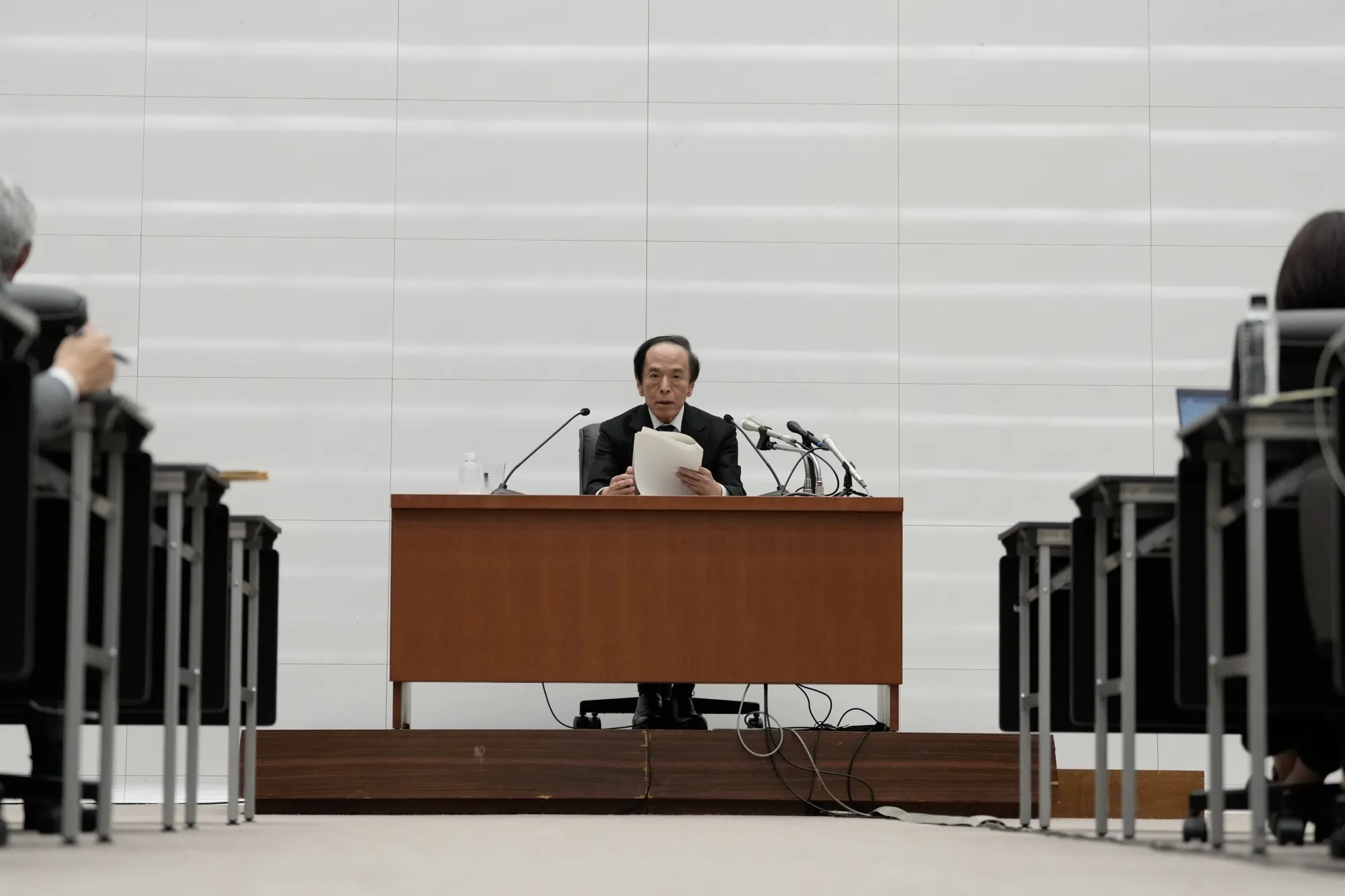 Kazuo Ueda at the Bank of Japan's headquarters in Tokyo.