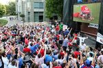 Soccer fans celebrate the United States win over Ghana on June 16 in Nashville