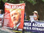 Activists protest the U.K. government for the imprisonment and possible extradition of Julian Assange to the U.S. in London on July 10.