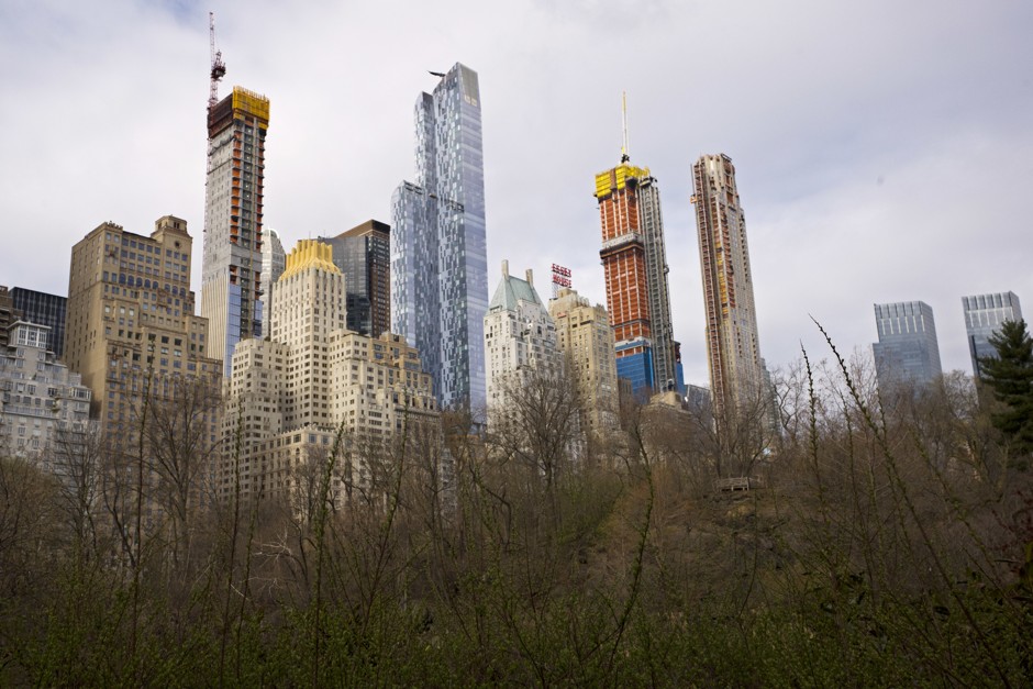 New luxury condo towers rise on &quot;Billionaire's Row&quot; in Manhattan.
