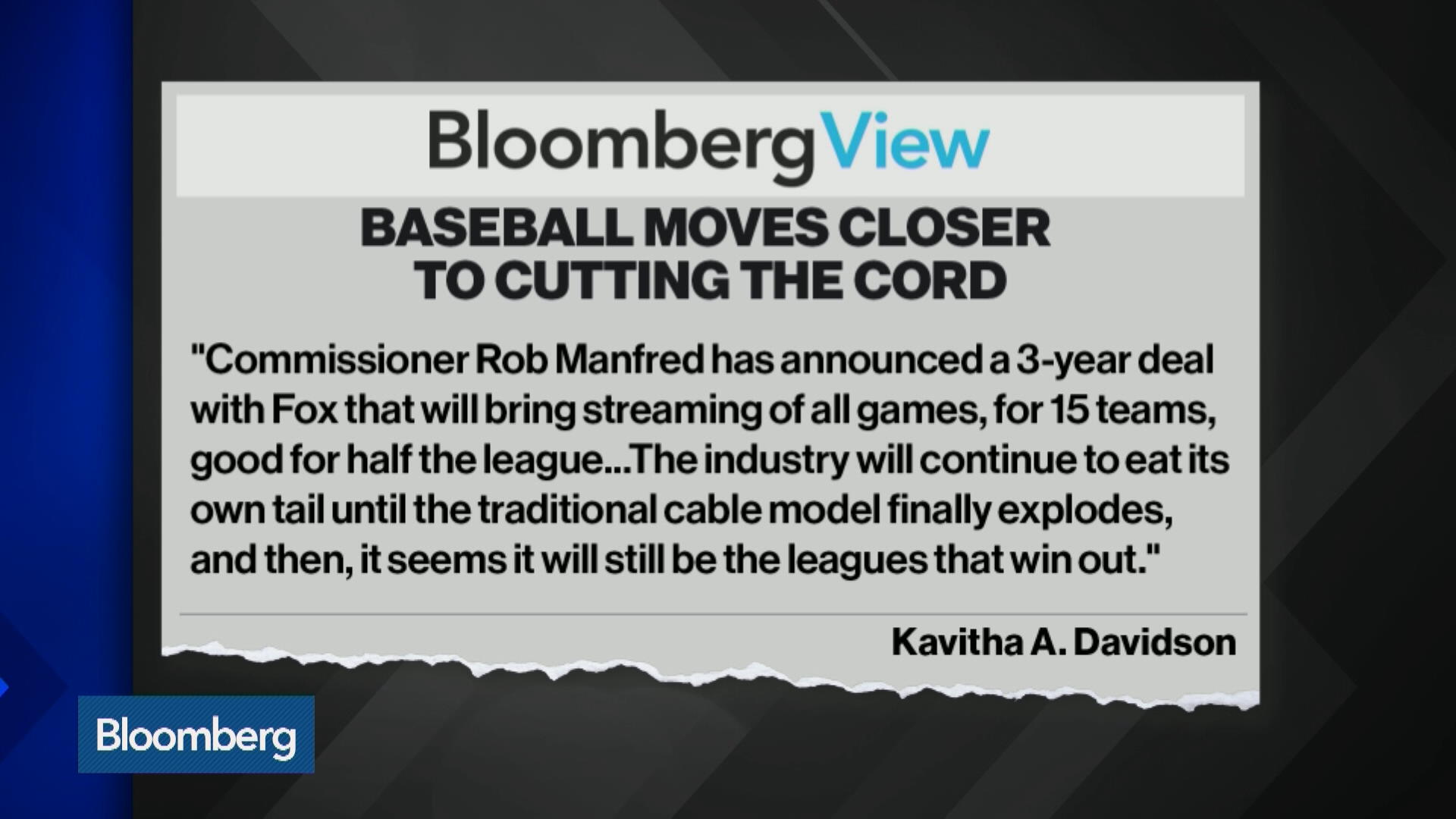 Watch MLB Raises the Bar for CordCutting Sports Fans Bloomberg