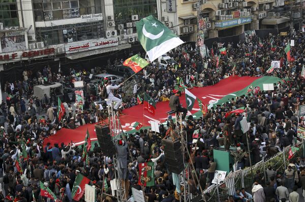 Supporters of former Prime Minister Imran Khan at a rally in Rawalpindi in November.