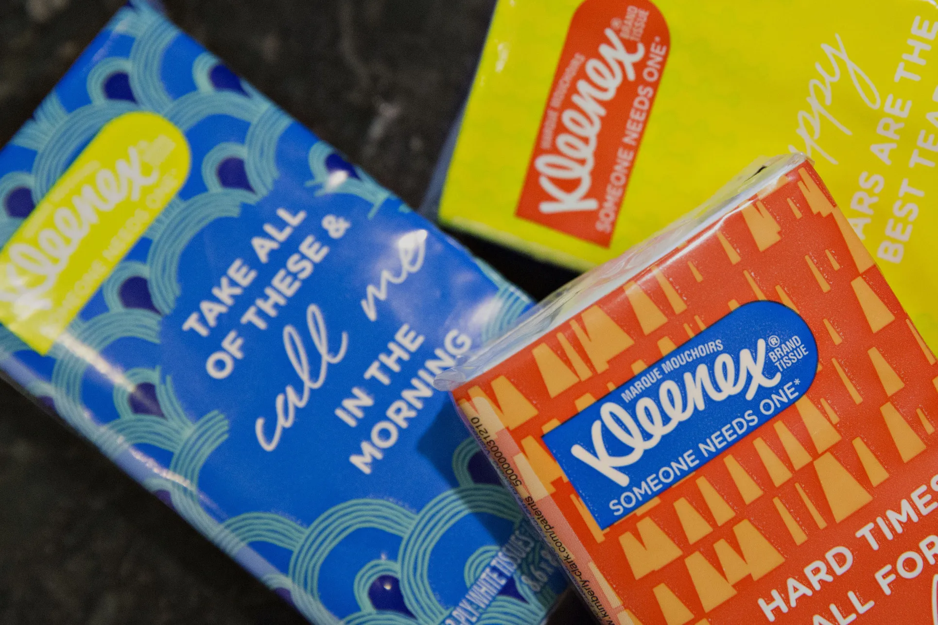 Kimberly-Clark Corp. Kleenex brand facial tissues are arranged for a photograph in Tiskilwa, Illinois, U.S., on Friday, Oct. 16, 2015. Kimberly-Clark is scheduled to report earnings figures on October 21.