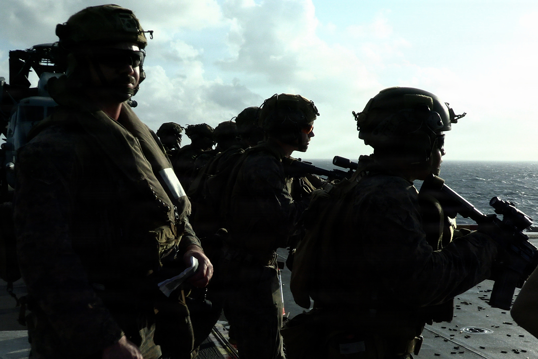 The&nbsp;31st Marine Expeditionary Unit&nbsp;conduct a live fire deck shoot aboard the amphibious assault ship USS Tripoli, in this photograph provided by the US Marines via DVIDS taken on March 16.
