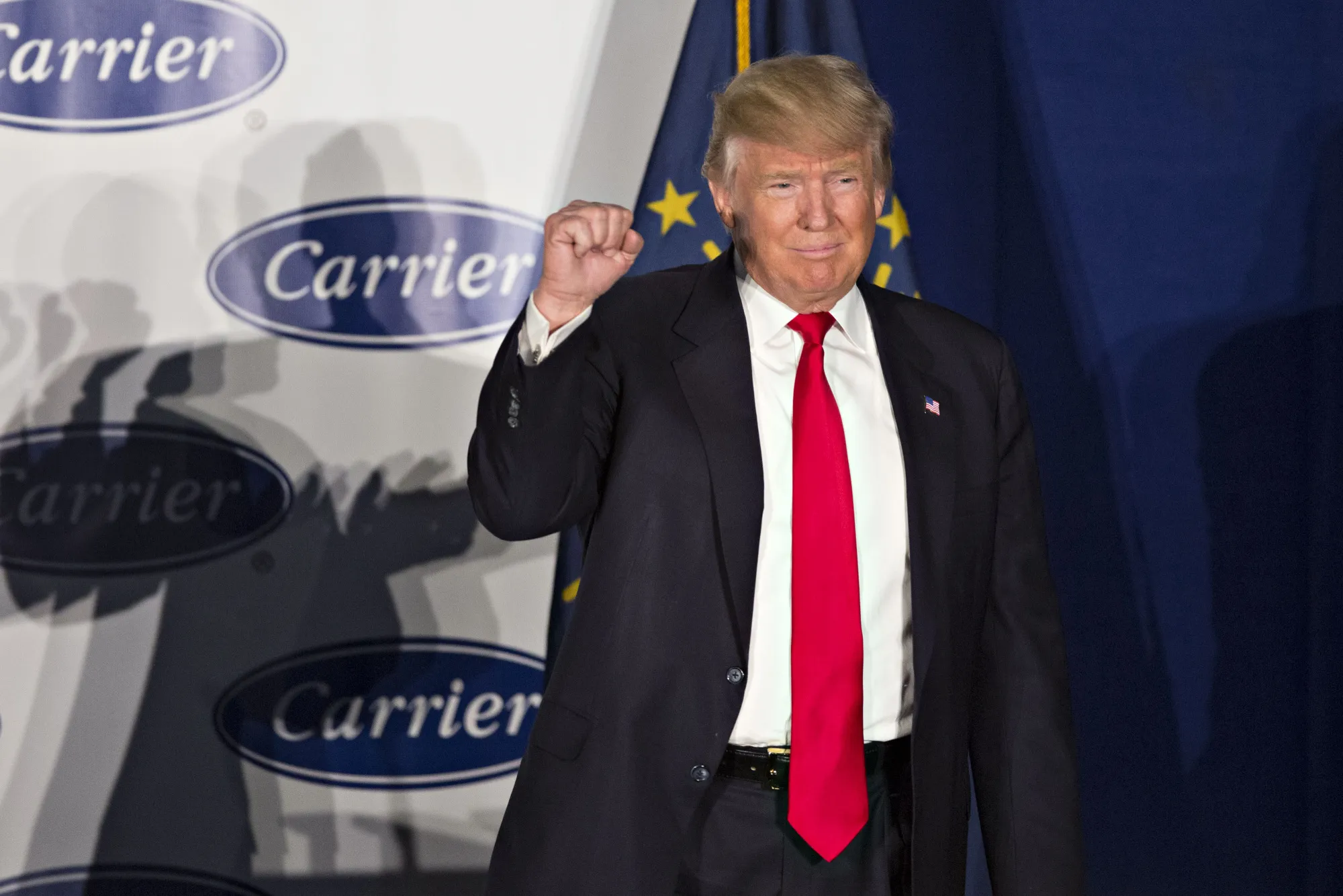 President-Elect Donald Trump Delivers Remarks After Touring A Carrier Manufacturing Plant 