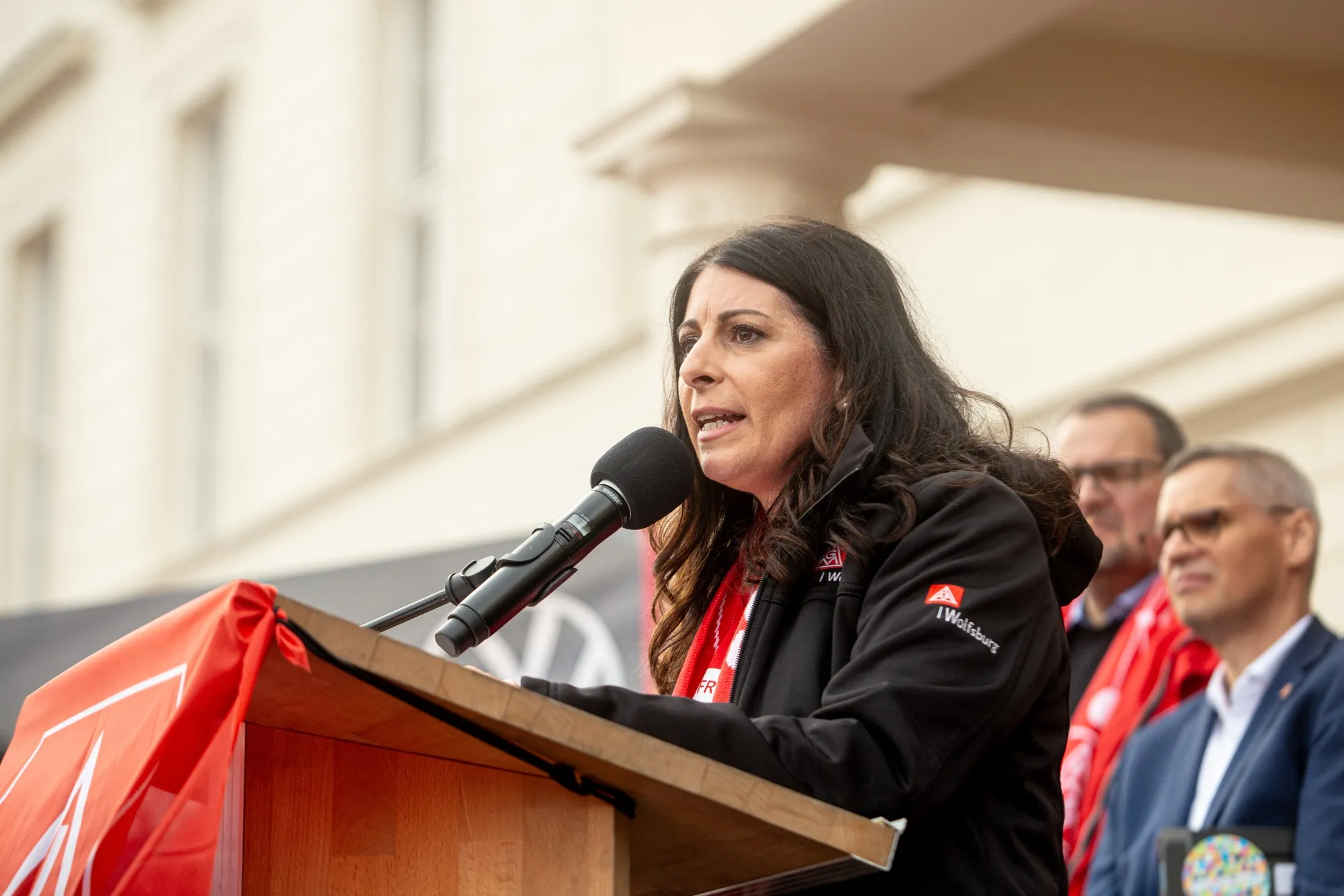 Daniela Cavallo ahead of negotiations between VW and unions in Hanover, Germany, on Sept. 25.