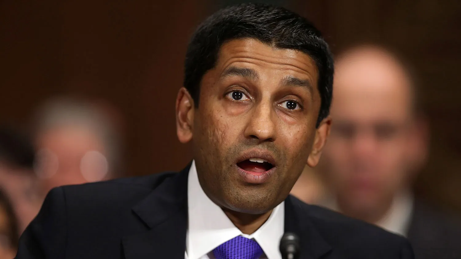 Sri Srinivasan testifies before the Senate Judiciary Committee on Capitol Hill on April 10, 2013.
