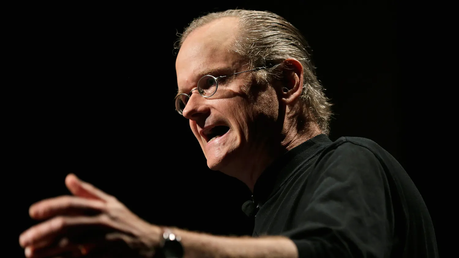 Lawrence Lessig, professor at Harvard Law School, speaks during the 2014 WIRED Business Conference (BizCon) in New York, U.S., on Tuesday, May 13, 2014.
