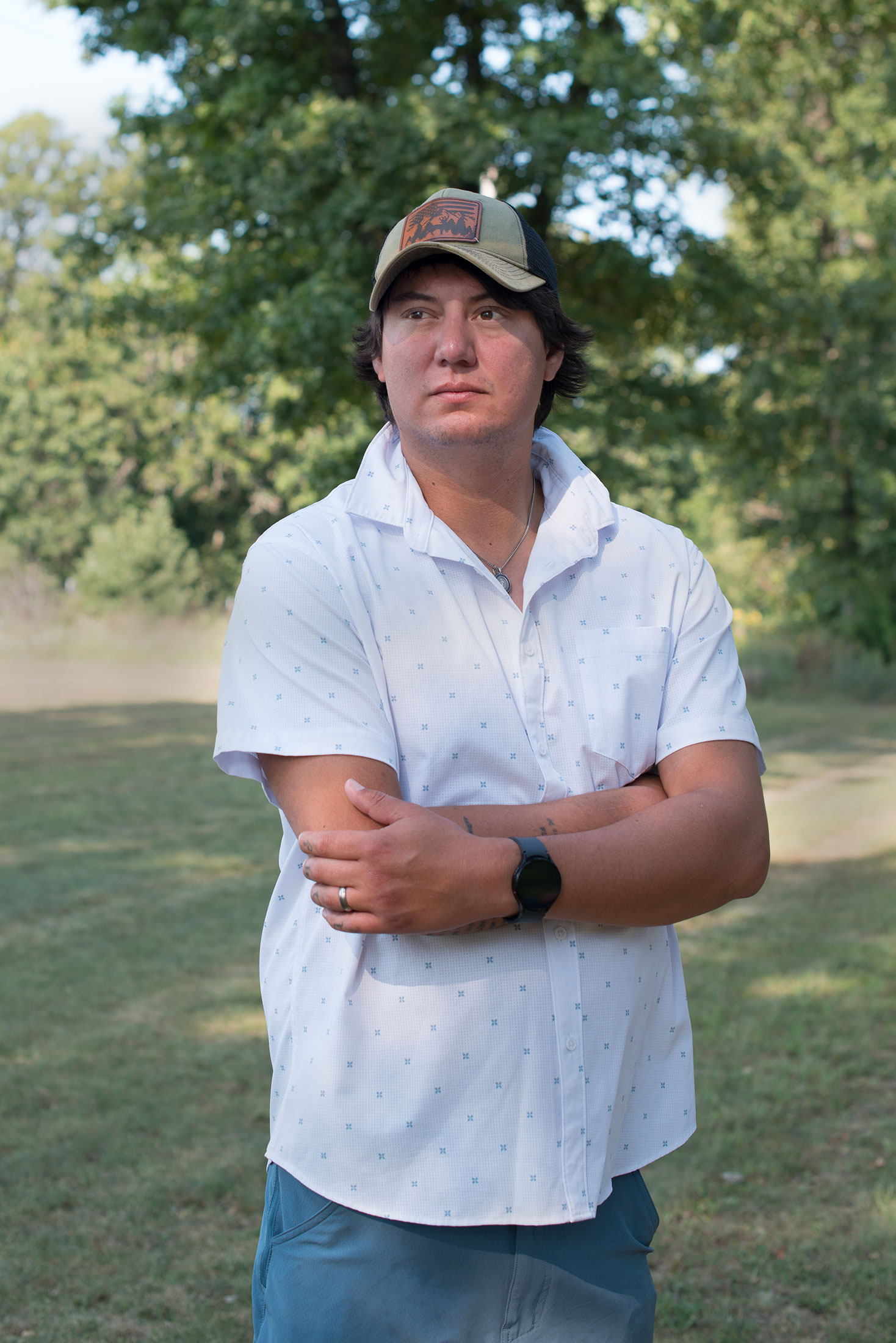 Tyler Jordan outside his home in Urbana, Missouri, in August. Photographer: Neeta Satam for Bloomberg Businessweek