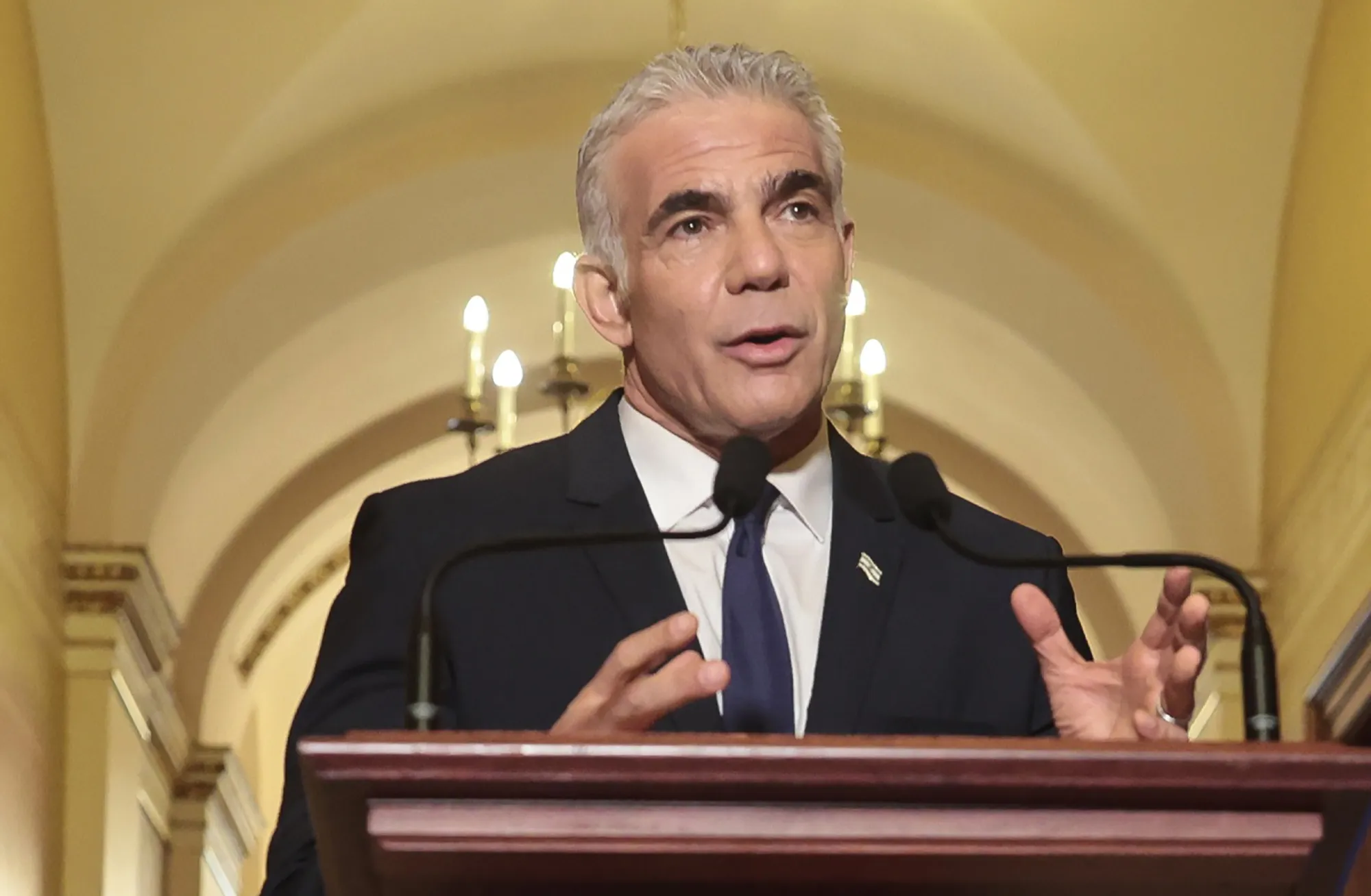 Yair Lapid speaks at the U.S. Capitol in Washington, D.C., on Oct. 12.