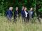From left, Belgian Foreign minister Didier Reynders, German Foreign minister Frank-Walter Steinmeier, Italian Foreign minister Paolo Gentiloni, Netherlands' Foreign minister Bert Koenders, Luxembourg's Foreign minister Jean Asselborn and France's Foreign minister Jean-Marc Ayrault take a walk in the garden of the villa Borsig prior to post-Brexit talks in Berlin on June 25, 2016.