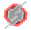 Pixelated circle emblem with a red background and grey S