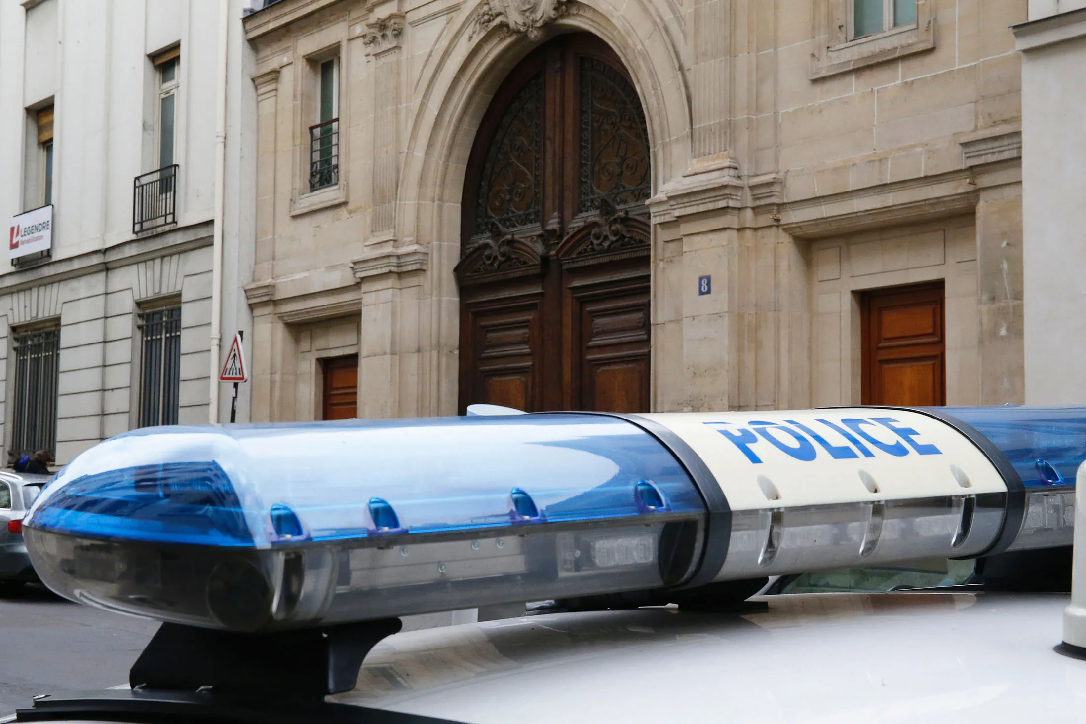 A police car outside the Paris offices of US Internet giant Google on May 24.

