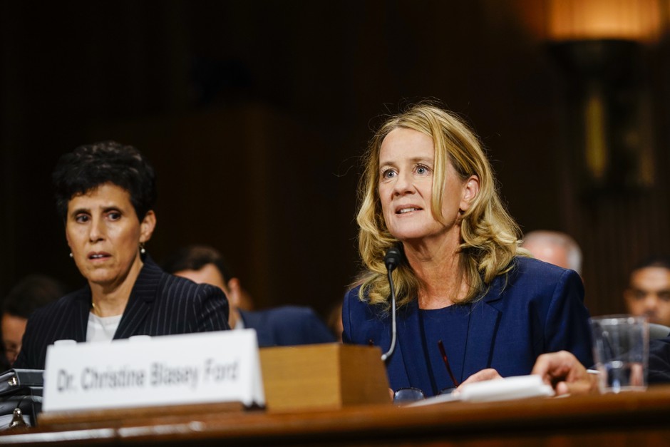 Christine Blasey Ford presents her testimony in front of the Senate Judiciary Committee Thursday morning.