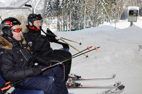Russia's Prime Minister Putin and President Medvedev