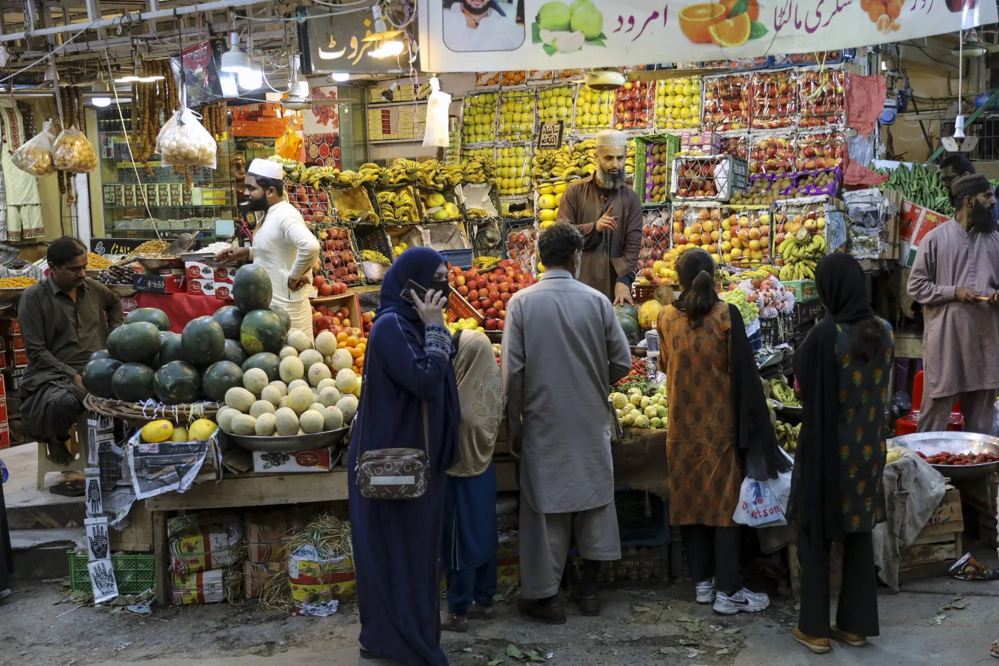 A local market in Pakistan, affected by potential new taxes and price hikes.