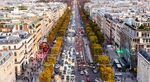 Street traffic at Avenue des Champs-Elysees, aerial view