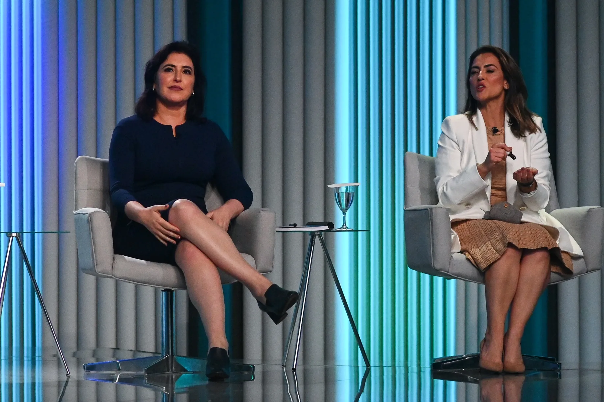 Presidential candidates Simone Tebet, left, and Soraya Thronicke before televised presidential on Sept. 29.