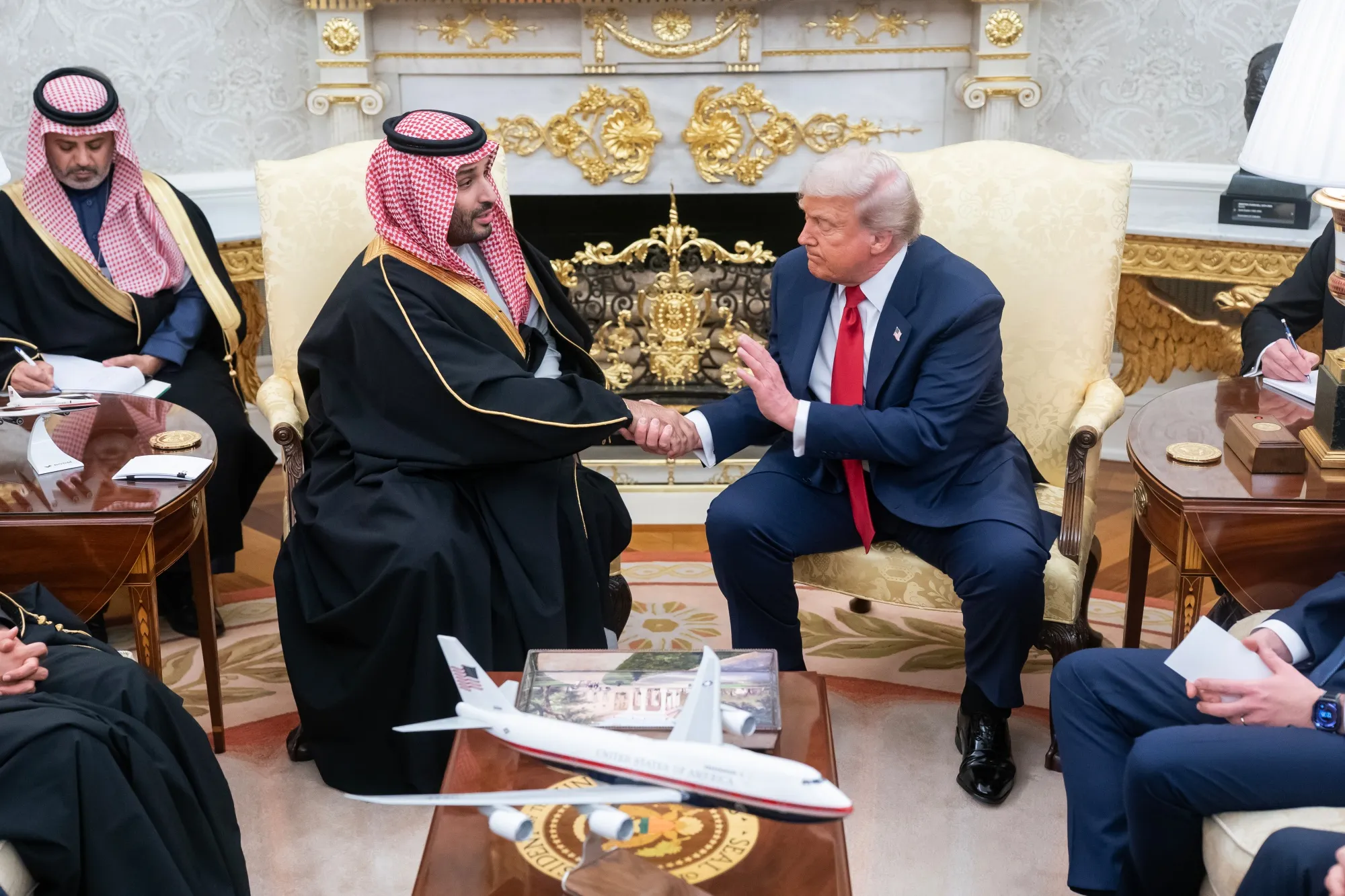 Donald Trump and Mohammed bin Salman during a meeting in the Oval Office of the White House on Nov. 18.