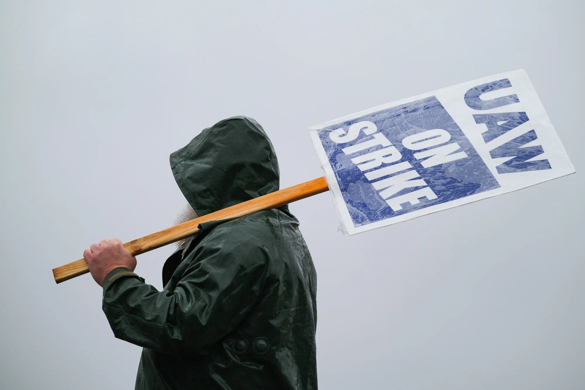 A United Auto Worker&nbsp;during an October picket outside the General Motors&nbsp;Spring Hill Manufacturing plant in Spring Hill, Tennessee.