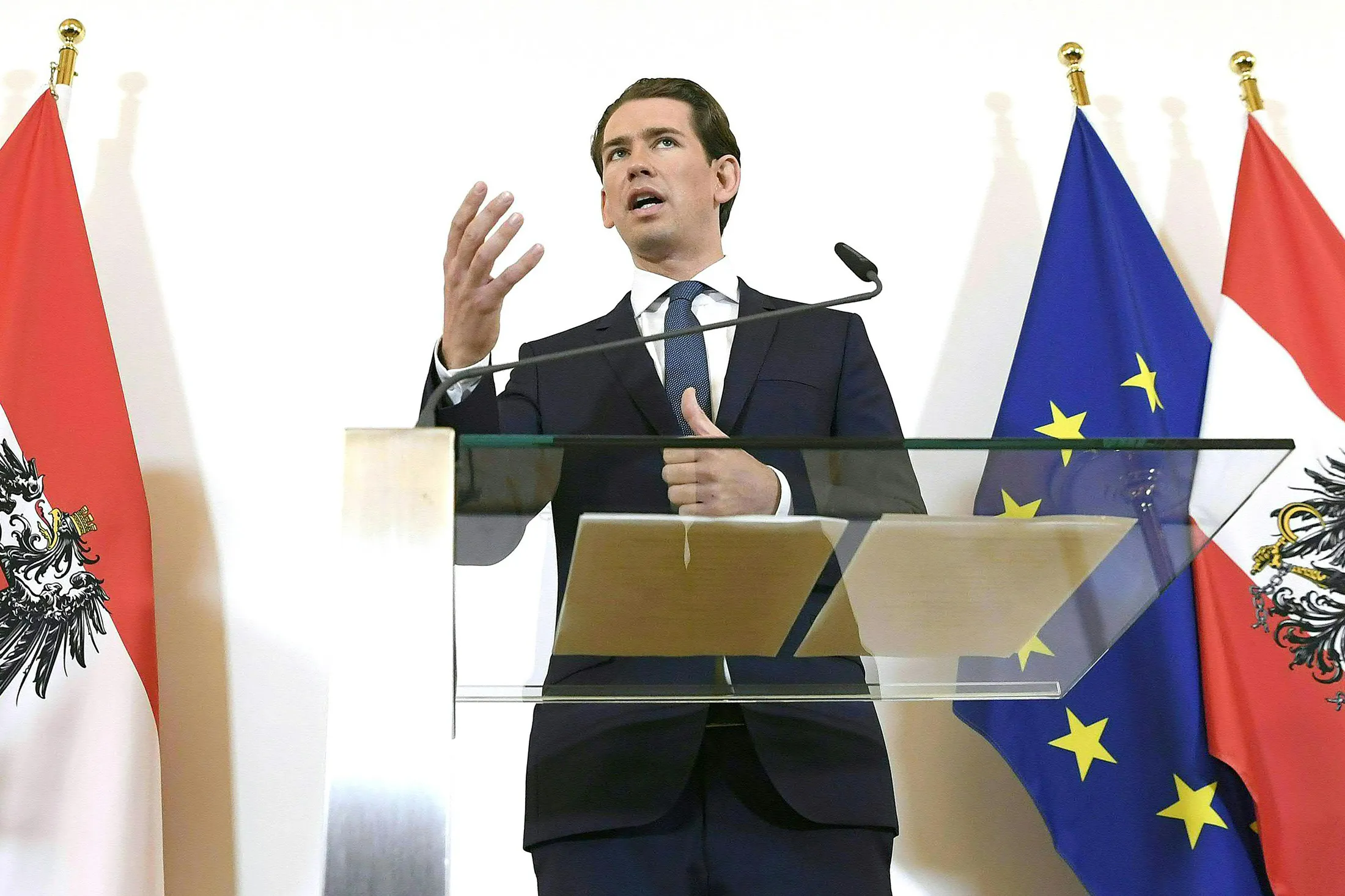 Sebastian Kurz speaks on May 22. 