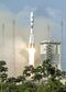 A Soyuz rocket carrying O3b satellites lifts off in French Guiana.