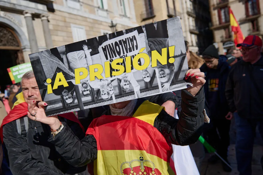 An anti-separatist rally in Barcelona in January 2023.