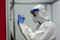 Travelers Undergo Covid-19 Testing At Duesseldorf Airport