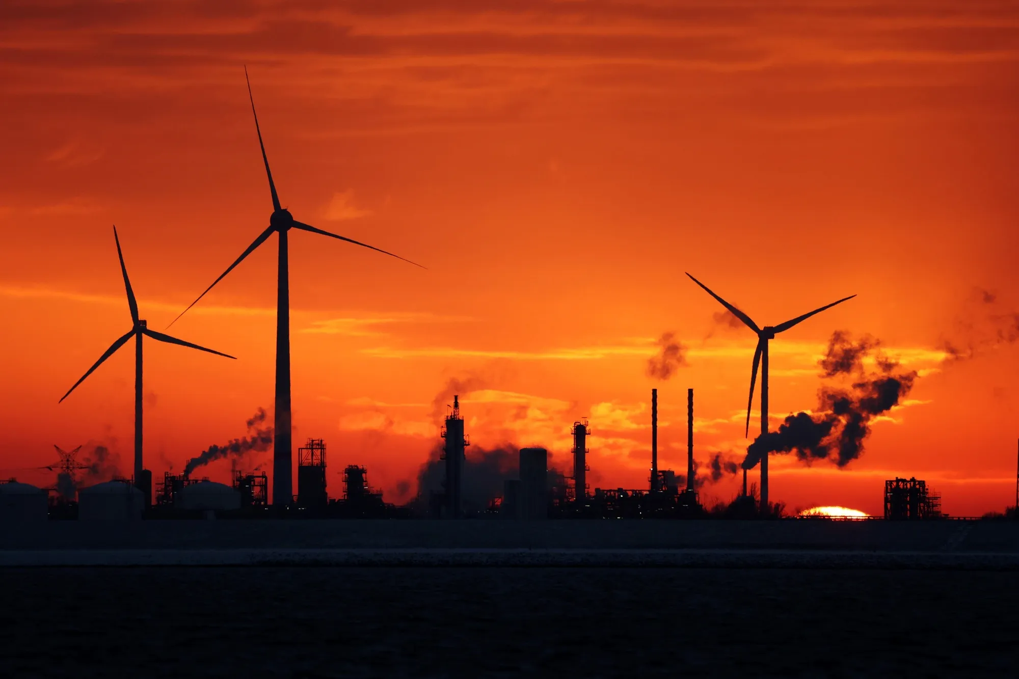 Onshore wind turbines in Wilhelmshaven.