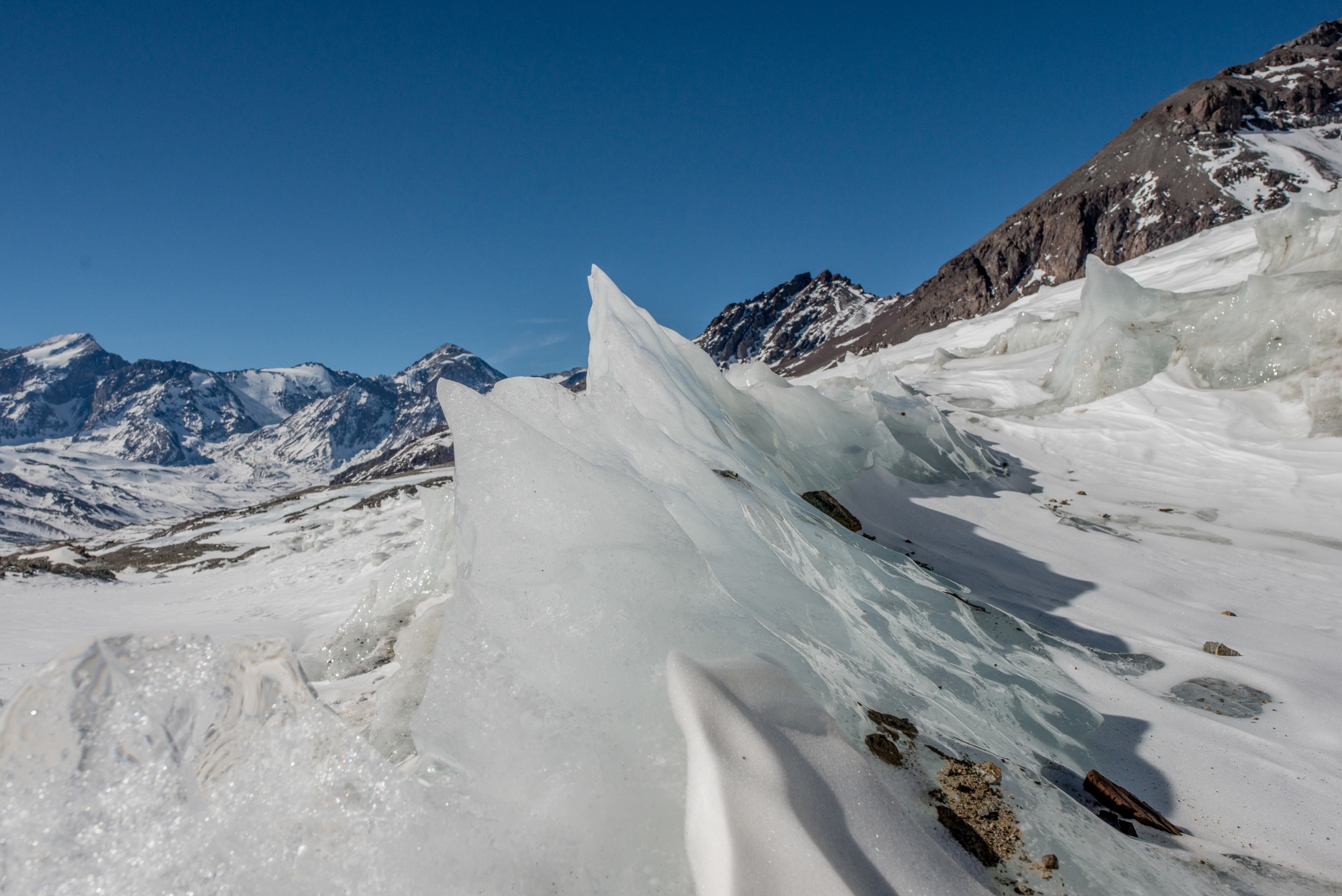 The Olivares Alfa glacier near Santiago, Chile, on&nbsp;July 5, 2019.&nbsp;Glaciers are among the natural features at risk from tipping points caused by climate change.