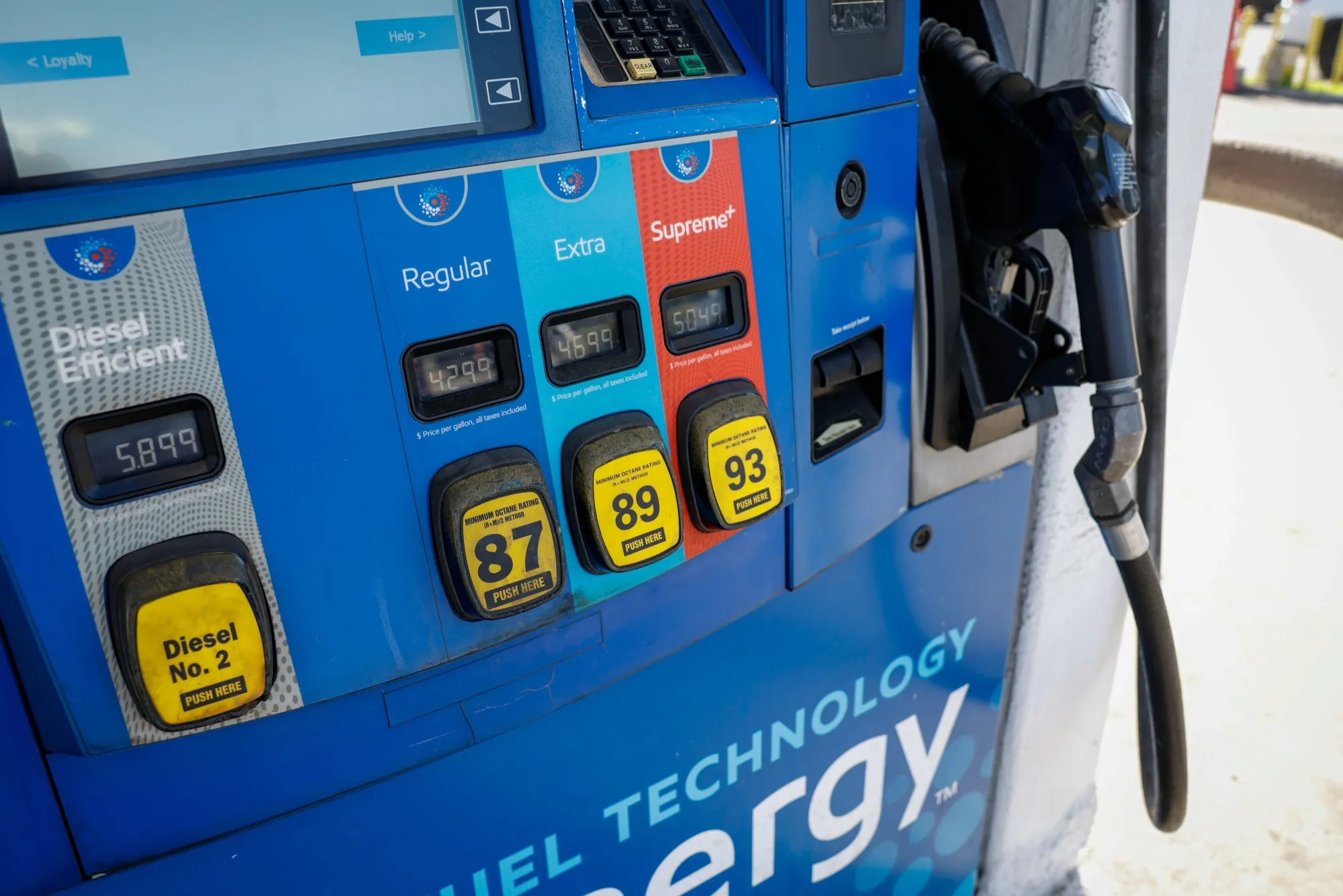 Gasoline and diesel fuel pumps.