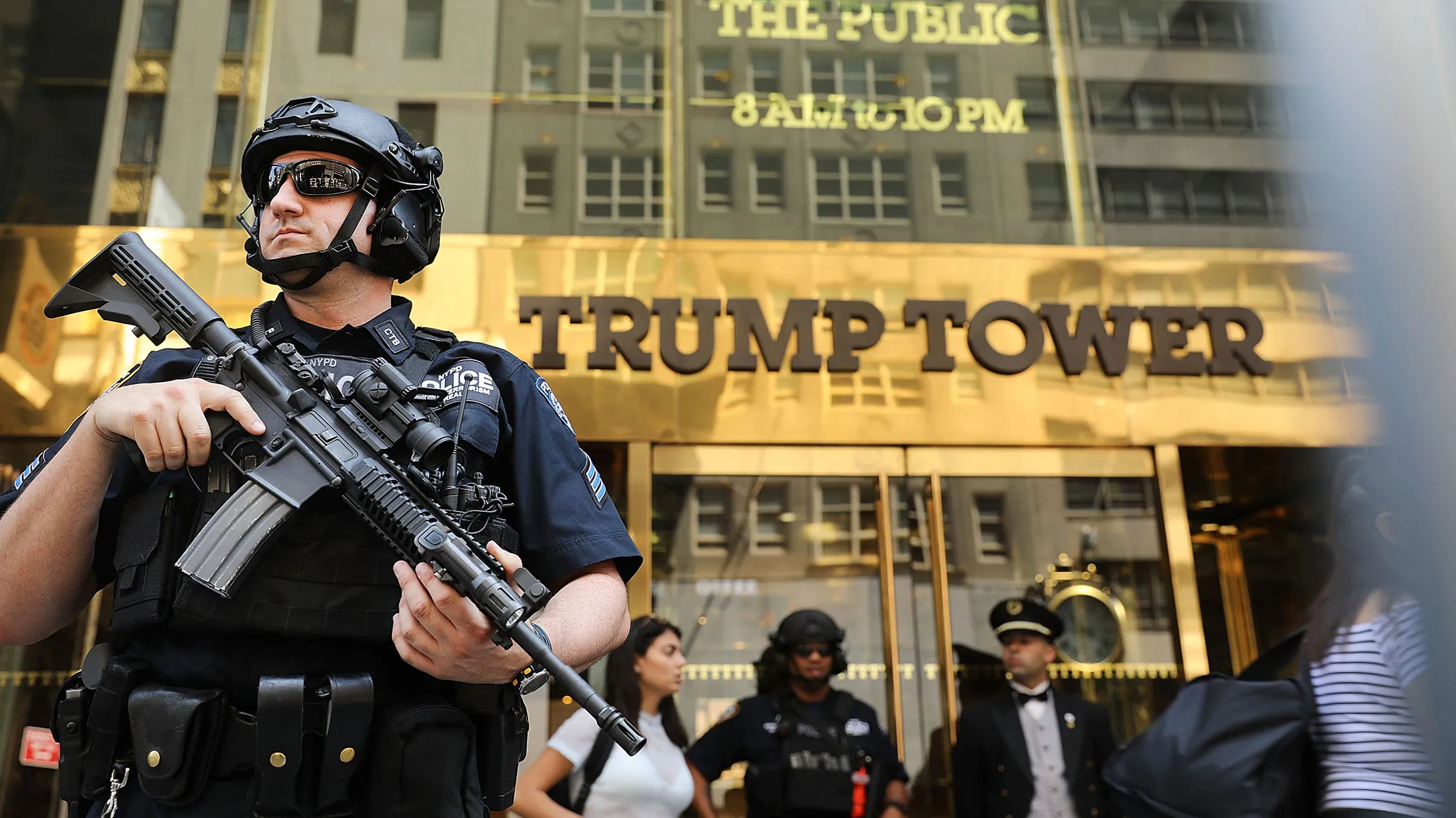 Police stand guard outside of Trump Tower on Aug. 4, 2017 in New York City.
