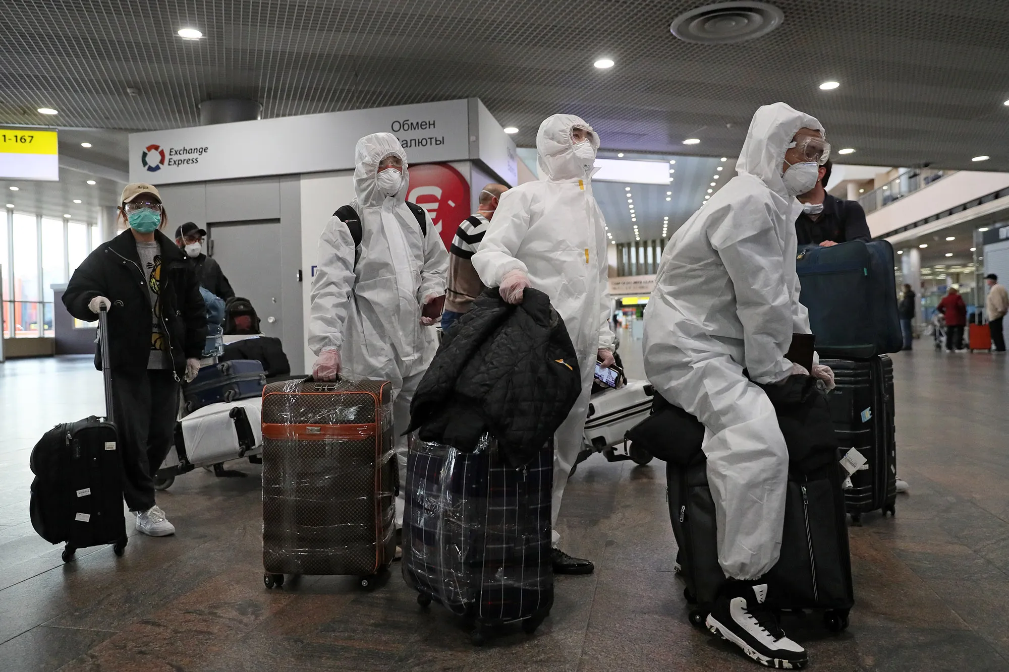Passengers of a Moscow-Shanghai flight at Sheremetyevo International Airport, April 9.