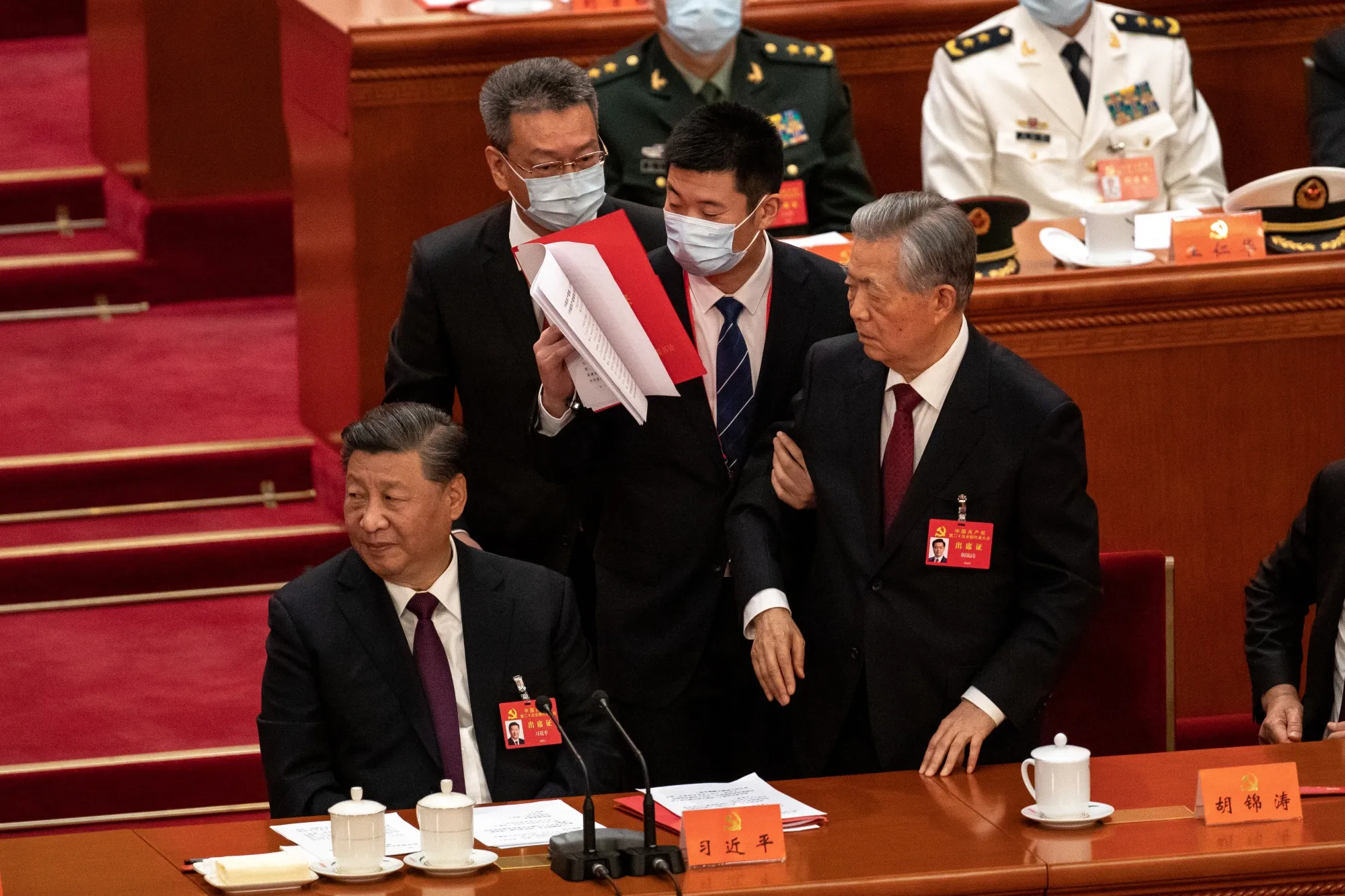 Hu Jintao&nbsp;escorted out of the closing session of the 20th National Congress.&nbsp;