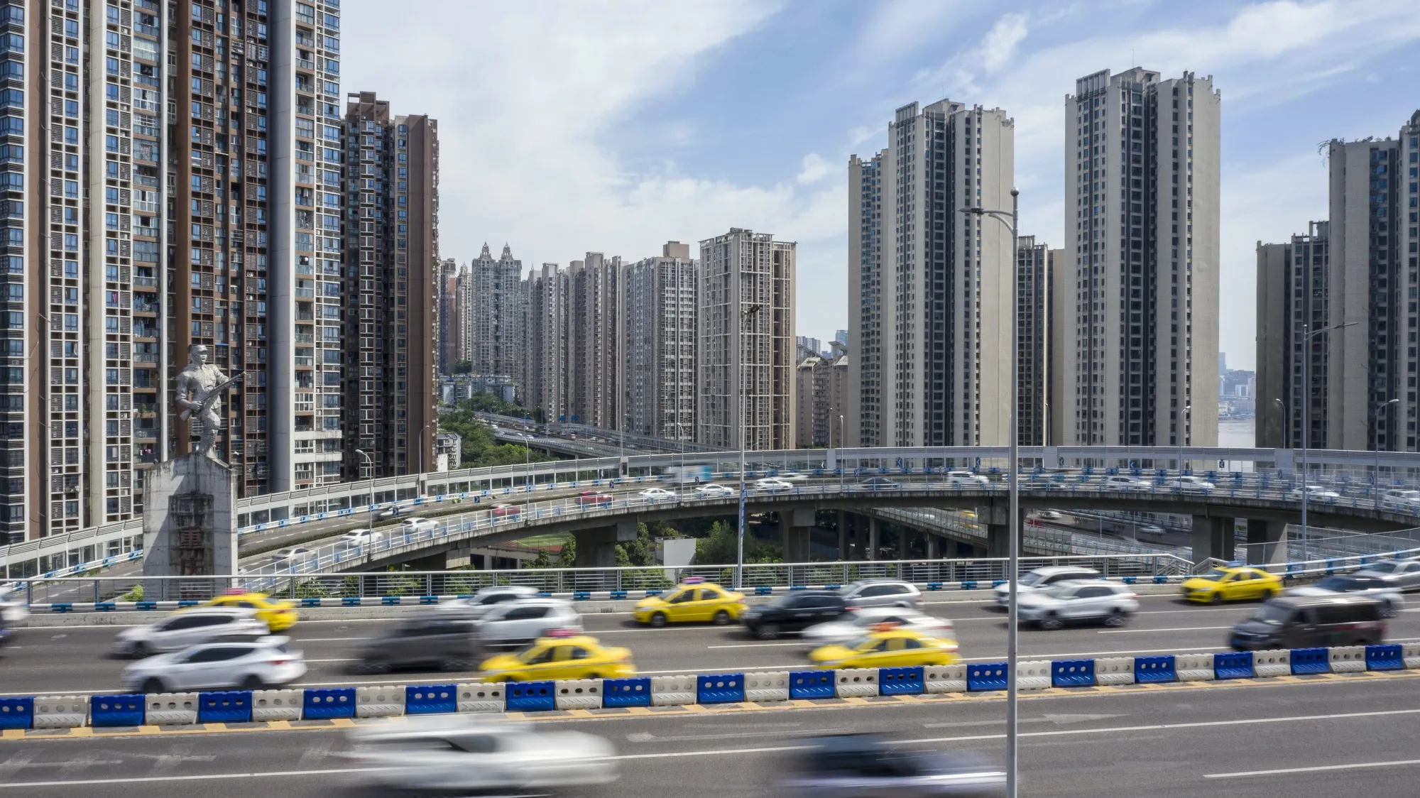 Vehicles on a congested highway in China.