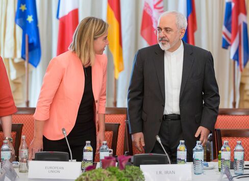 Foreign Affairs Minister of Iran, Mohammad Javad Zarif, and High Representative of the European Union for Foreign Affairs and Security Policy, Federica Mogherini, attend the nuclear talks in Vienna, Austria on July 06, 2015.
