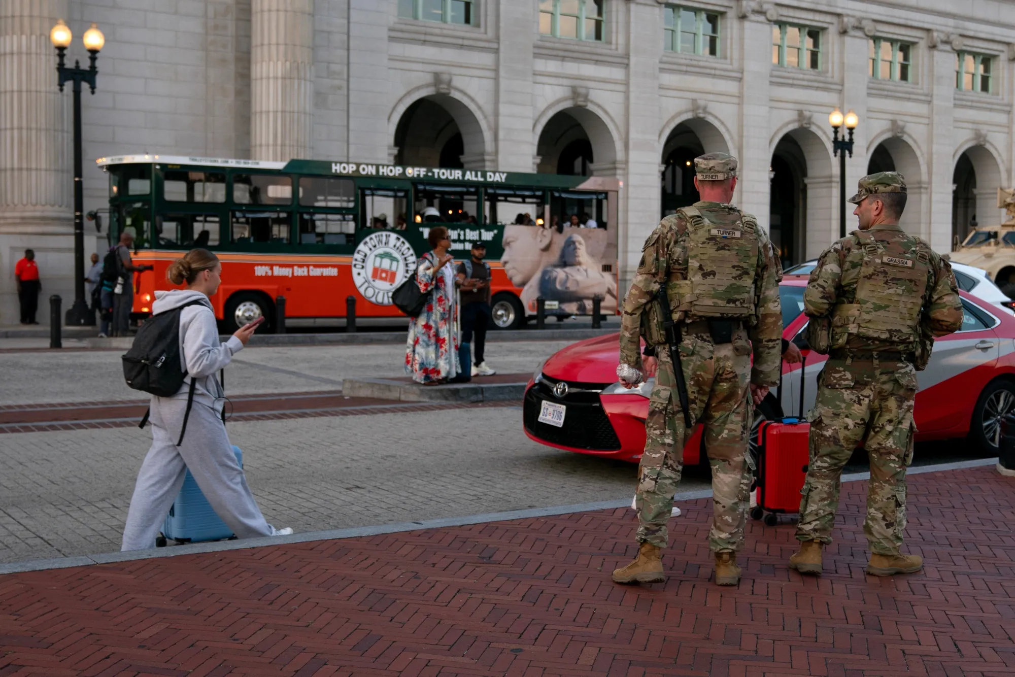 Members of the National Guard near Union Station in Washington, DC, on Aug. 14.