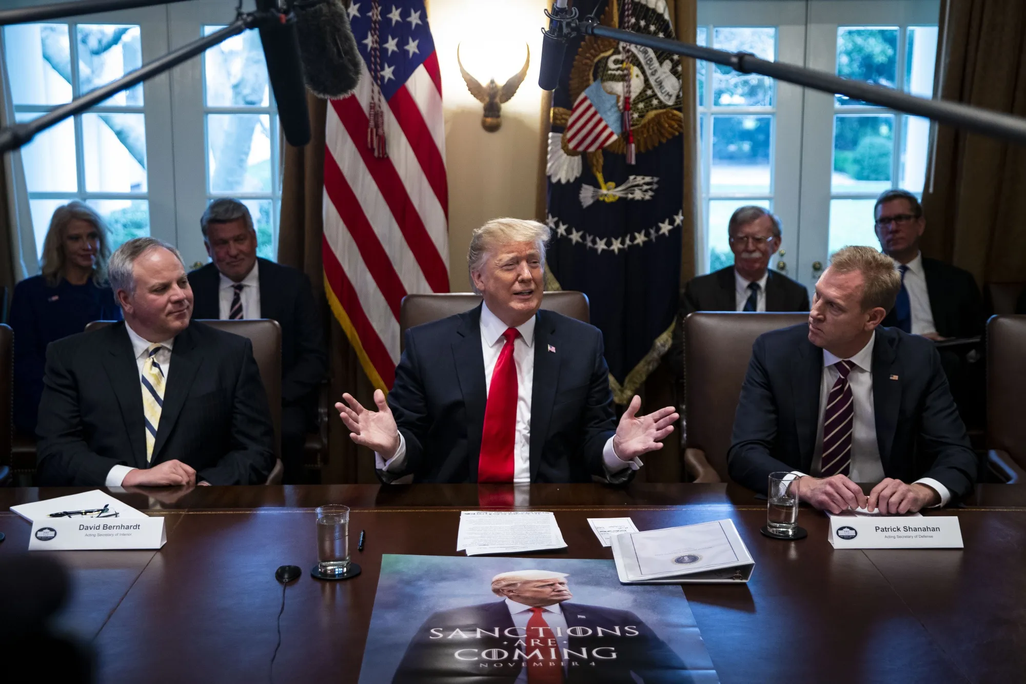 U.S. President Donald Trump&nbsp;speaks during his first Cabinet meeting of 2019.