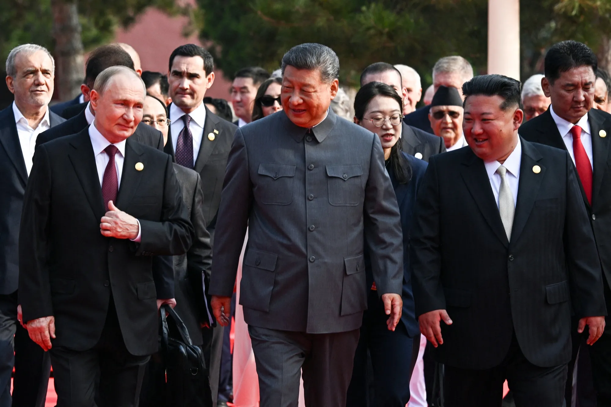中国とロシア、北朝鮮の首脳が北京で一堂に会す（2025年9月3日）&nbsp;(Photo by Sergey Bobylev / POOL / AFP) (Photo by SERGEY BOBYLEV/POOL/AFP via Getty Images)