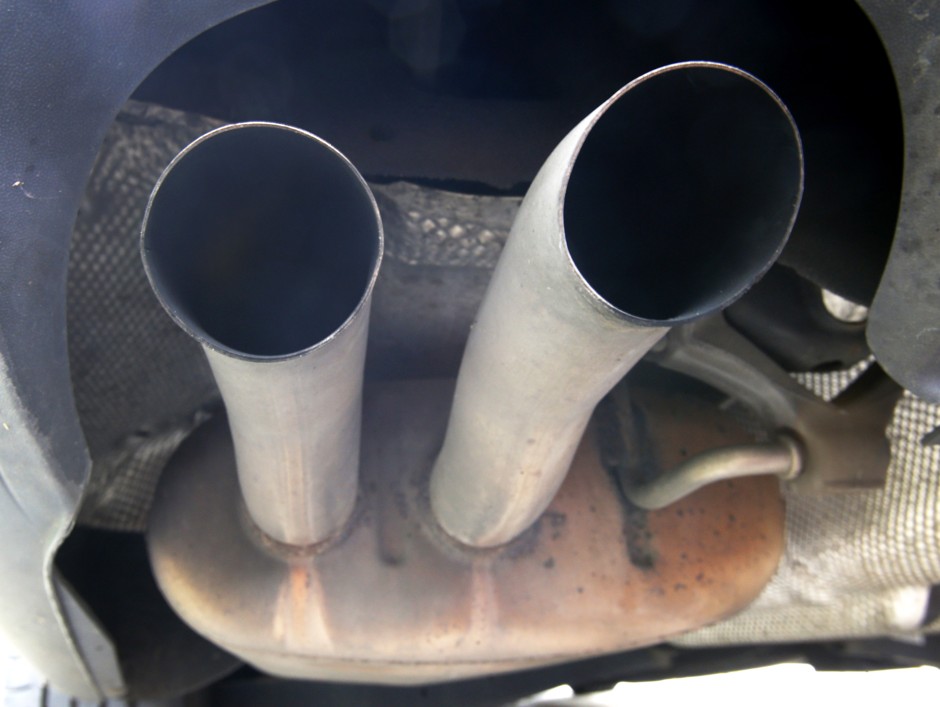 The exhaust of a Volkswagen Passat shown in Frankfurt, Germany, on September 24, 2015.
