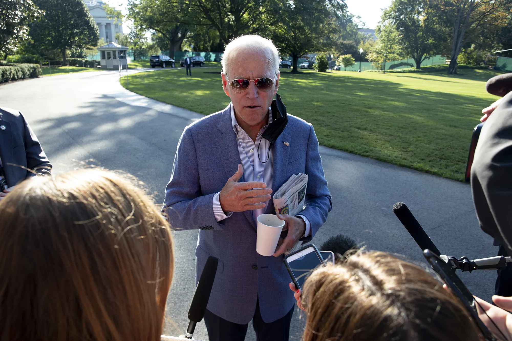 Joe Biden remarks to members of the media before departing by Marine One, in Washington, on Oct 2.&nbsp;