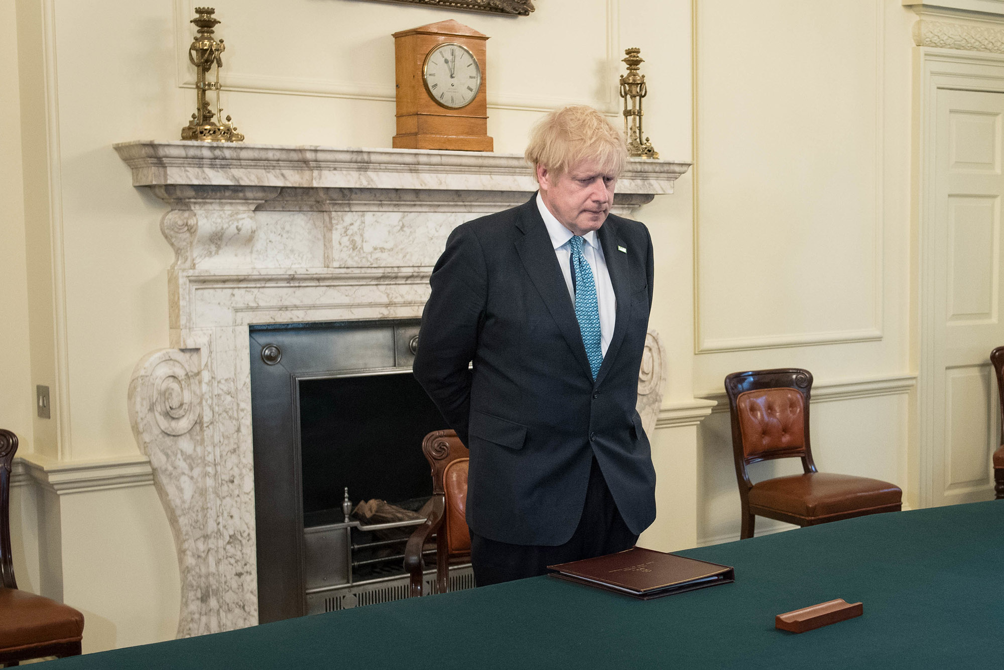Boris Johnson at 10 Downing Street on April 28.