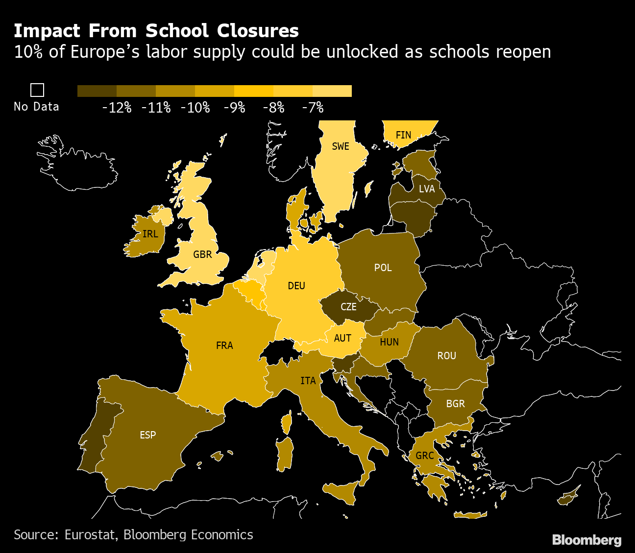 School Reopenings Could Unlock 10 of Europe’s Labor Supply Map