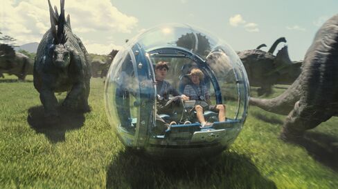 Jurassic World's glass-encased (read: easily smashed) gyrosphere vehicle allows passengers 360-degree visibility of Gyrosphere Valley. Source: ILM/Universal Pictures and Amblin Entertainment via Bloomberg
