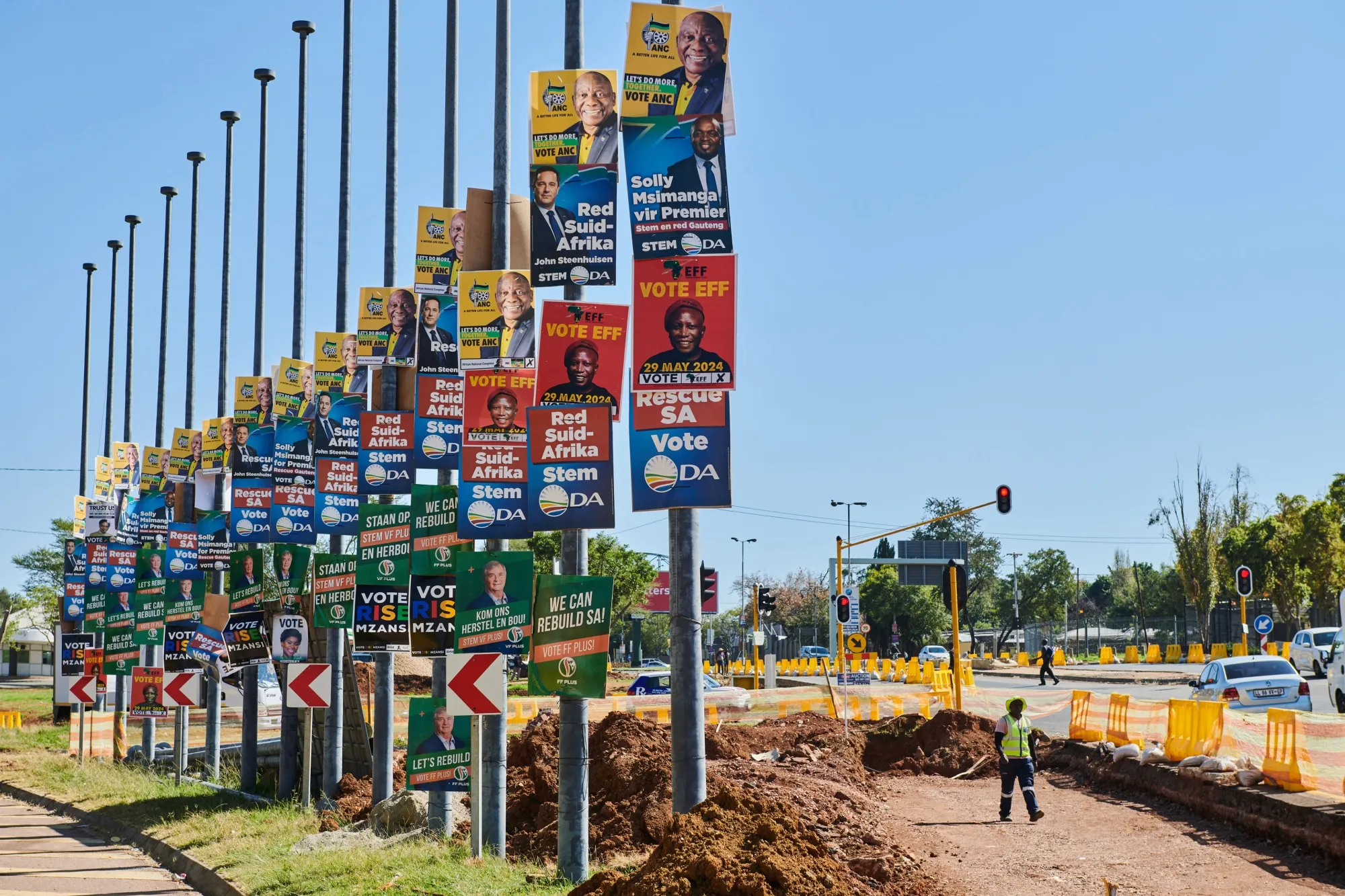 Election posters in the Soweto district of Johannesburg, on April 30.