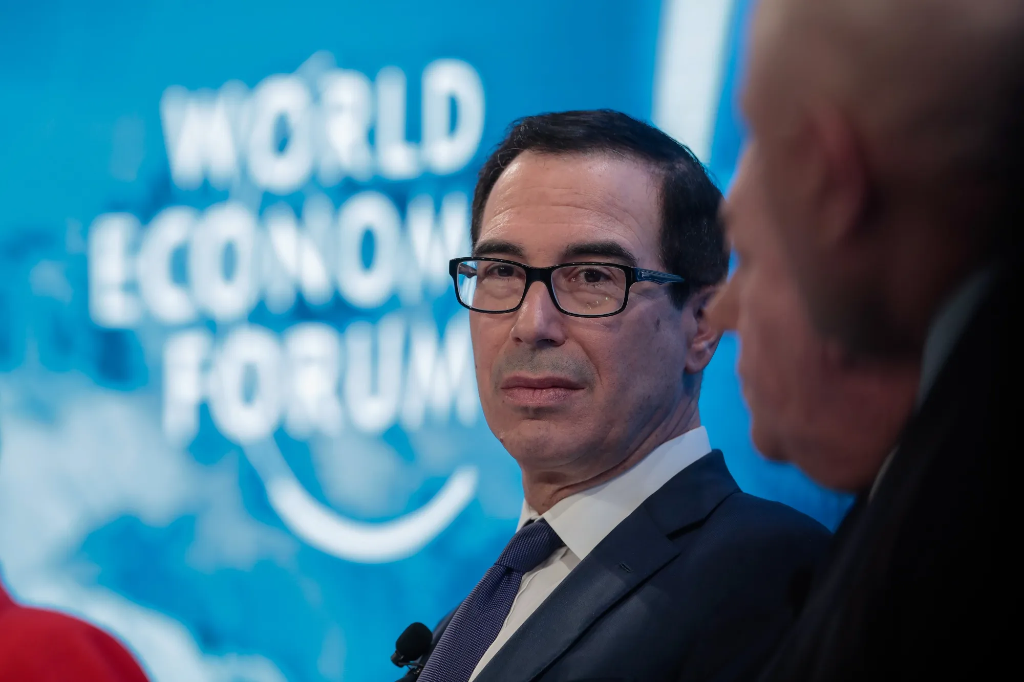 Steven Mnuchin attends a panel session in Davos on Jan. 22.